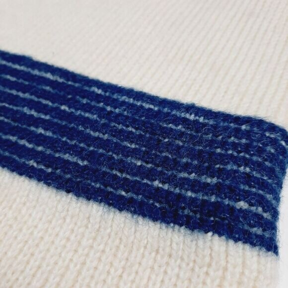 Retro 80's GORDINI 100% Wool Intarsia Stripe Pattern Knit Beanie Hat White OS - Picture 8 of 15